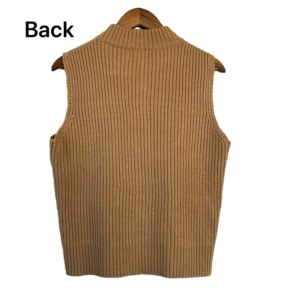Vintage Designers Studio Originals Suede Leather and Cable Knit Vest Tan Size M - Picture 4 of 13